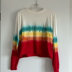 Rainbow Tie-Dye Long-sleeve Crop Shirt